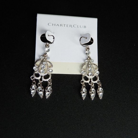 Charter Club Silver colored Chandelier Earrings - Picture 2 of 3
